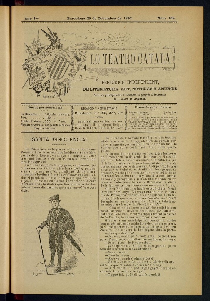 Miniatura de Lo Teatro Catalá del 29 de desembre de 1892