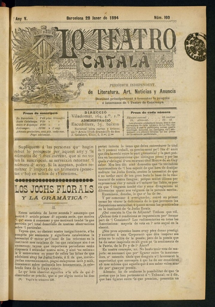 Miniatura de Lo Teatro Catalá del 20 de janer de 1894