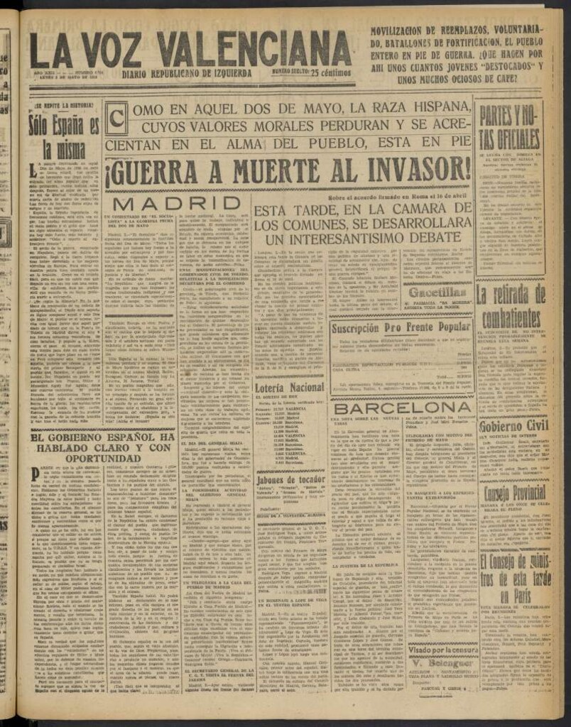 Miniatura de La Voz Valenciana del 2 de mayo de 1938