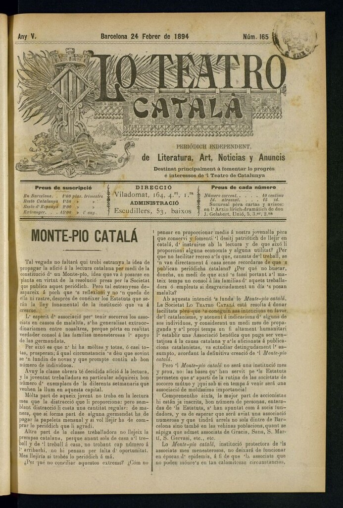Miniatura de Lo Teatro Catalá del 24 de febrer de 1894