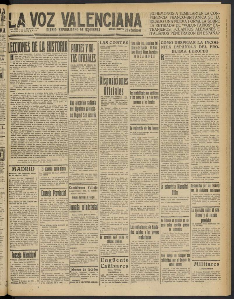 Miniatura de La Voz Valenciana del 3 de mayo de 1938