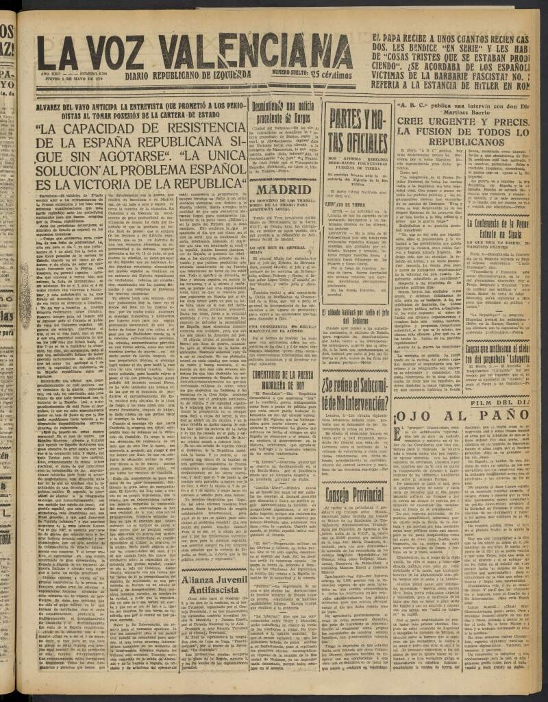 Miniatura de La Voz Valenciana del 5 de mayo de 1938
