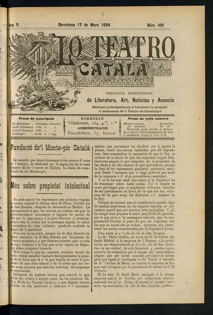 Miniatura de Lo Teatro Catalá del 17 de mars de 1894