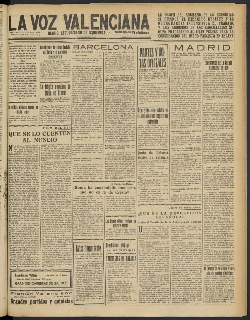 Miniatura de La Voz Valenciana del 7 de mayo de 1938