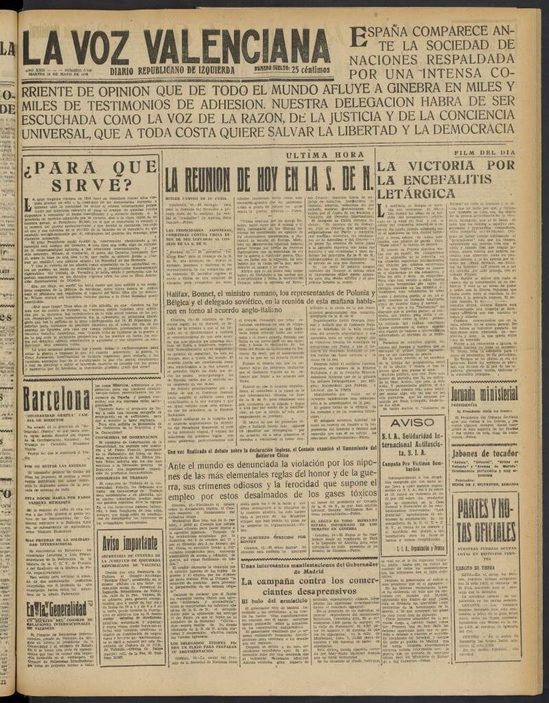 Miniatura de La Voz Valenciana del 10 de mayo de 1938