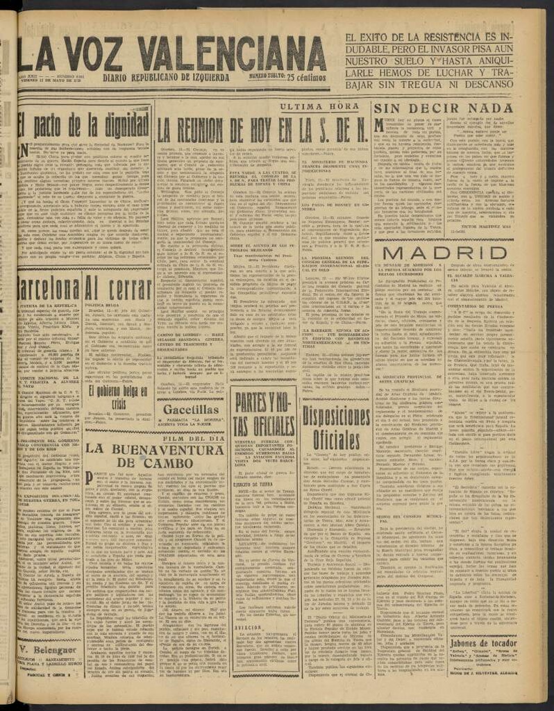Miniatura de La Voz Valenciana del 13 de mayo de 1938