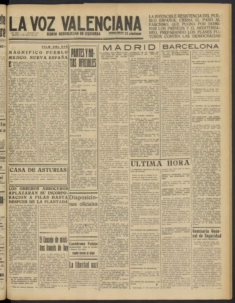 Miniatura de La Voz Valenciana del 17 de mayo de 1938