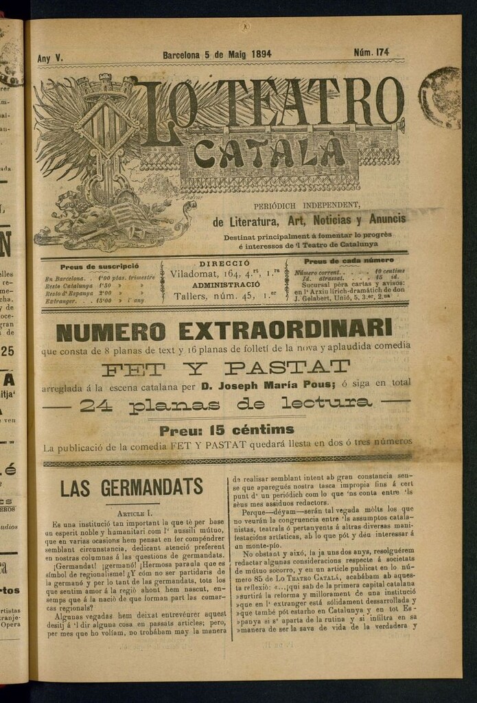 Miniatura de Lo Teatro Catalá del 5 de maig de 1894
