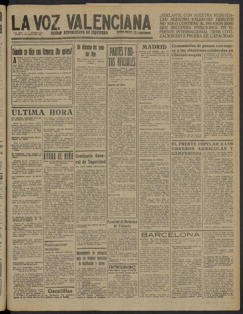 Miniatura de La Voz Valenciana del 23 de mayo de 1938