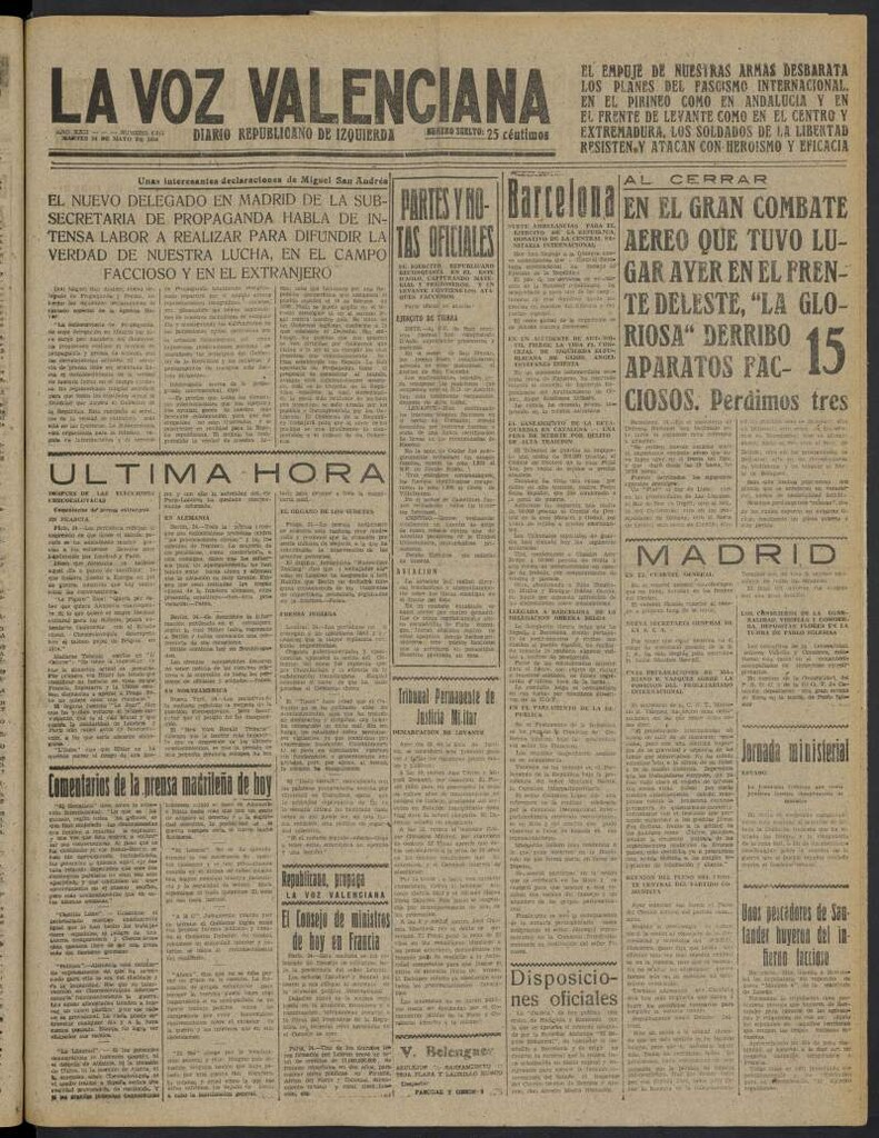 Miniatura de La Voz Valenciana del 24 de mayo de 1938