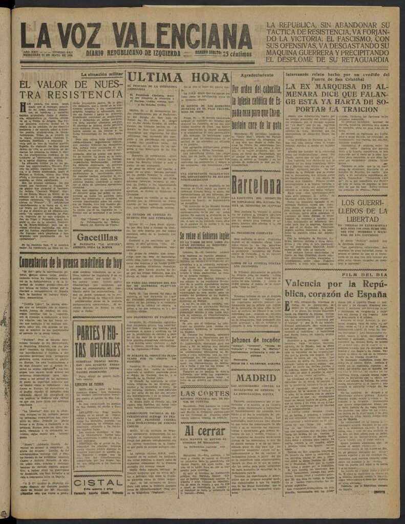Miniatura de La Voz Valenciana del 25 de mayo de 1938