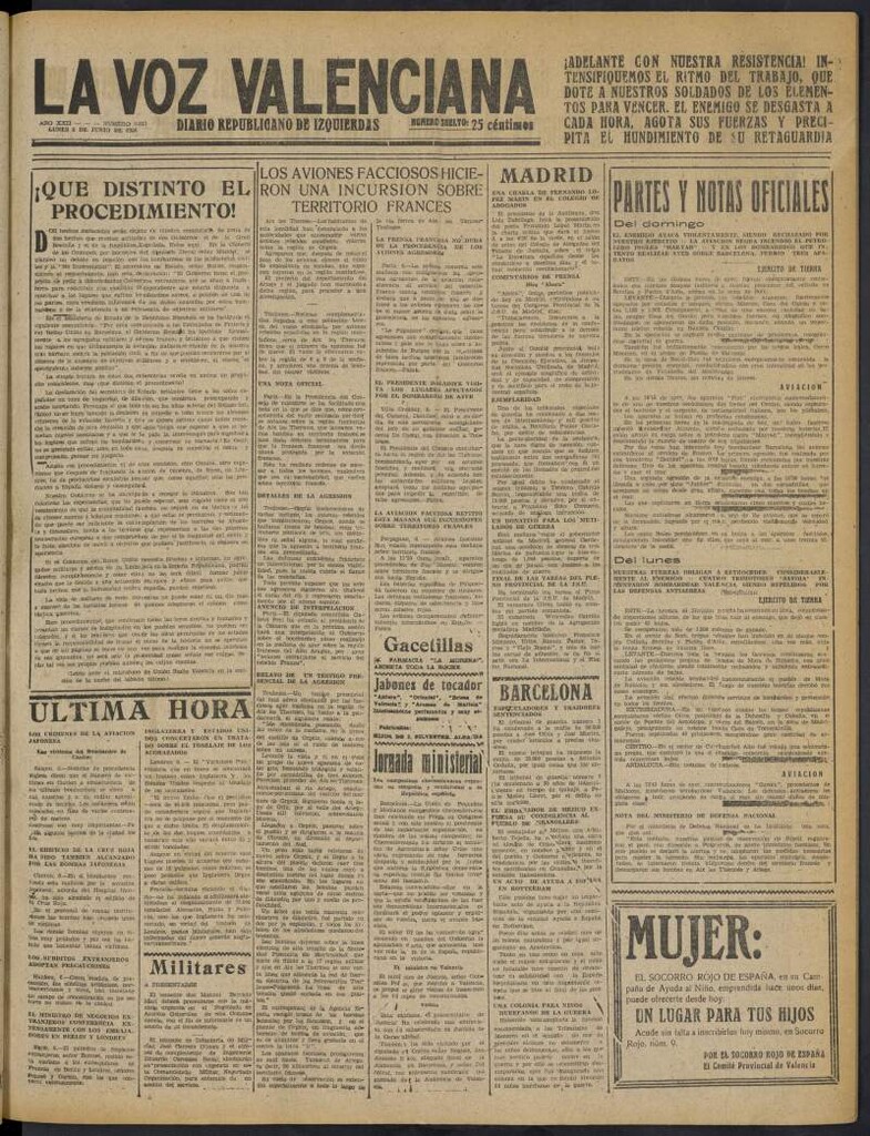 Miniatura de La Voz Valenciana del 6 de junio de 1938