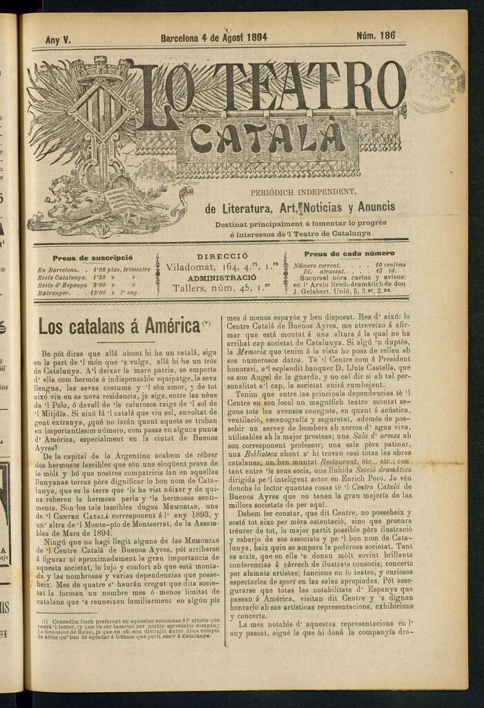 Miniatura de Lo Teatro Catalá del 4 de agost de 1894