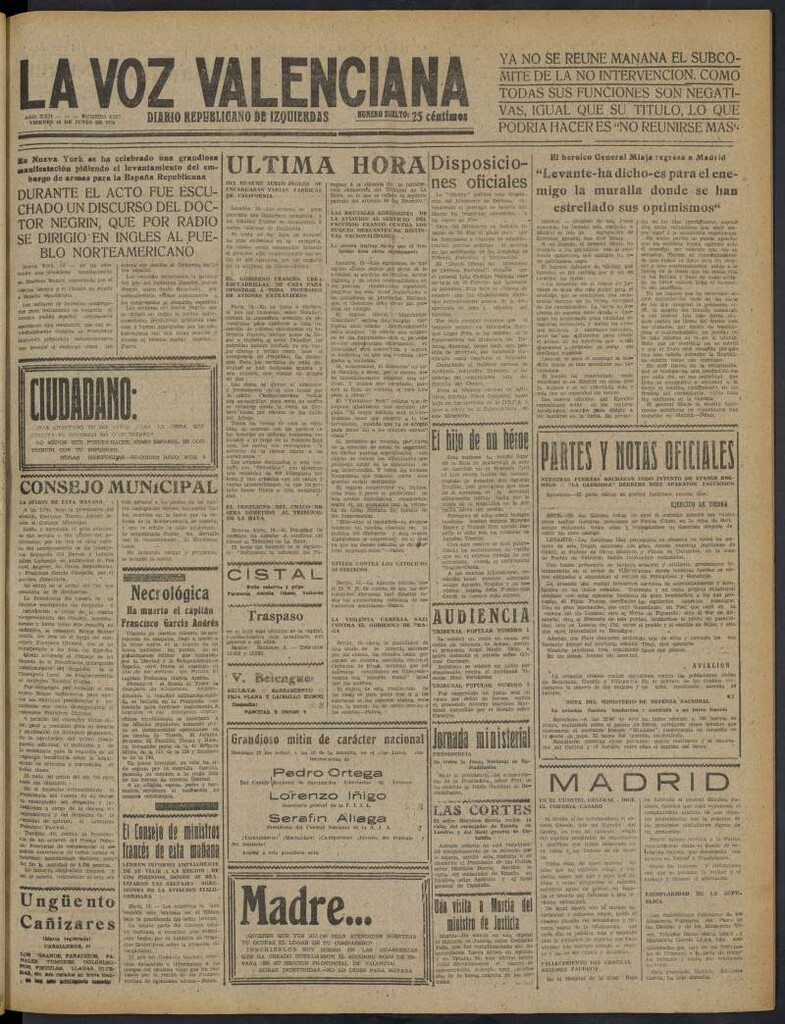 Miniatura de La Voz Valenciana del 10 de junio de 1938
