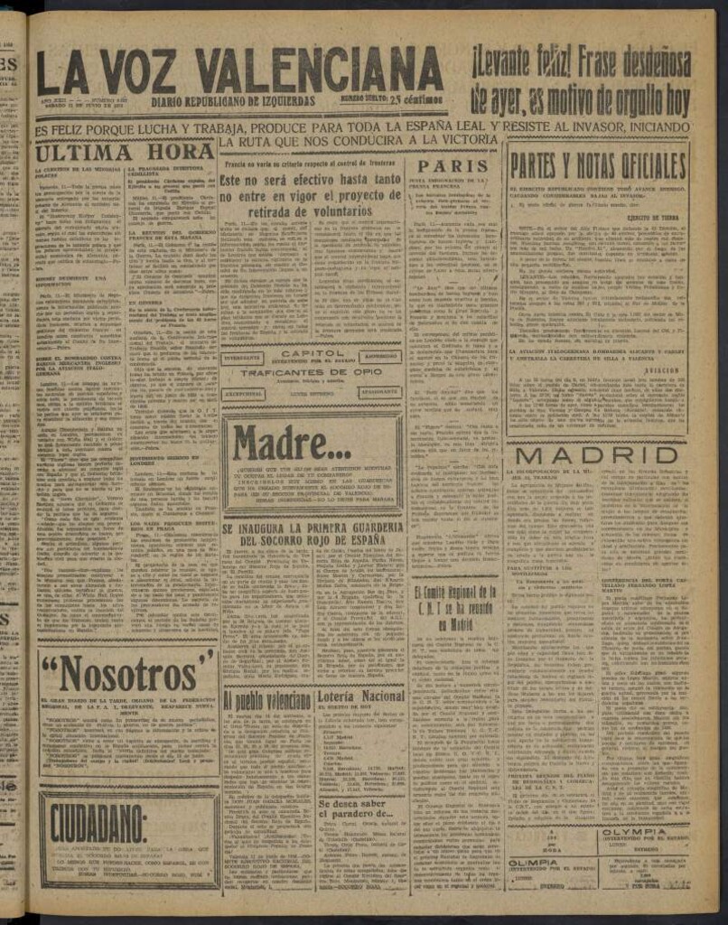 Miniatura de La Voz Valenciana del 11 de junio de 1938
