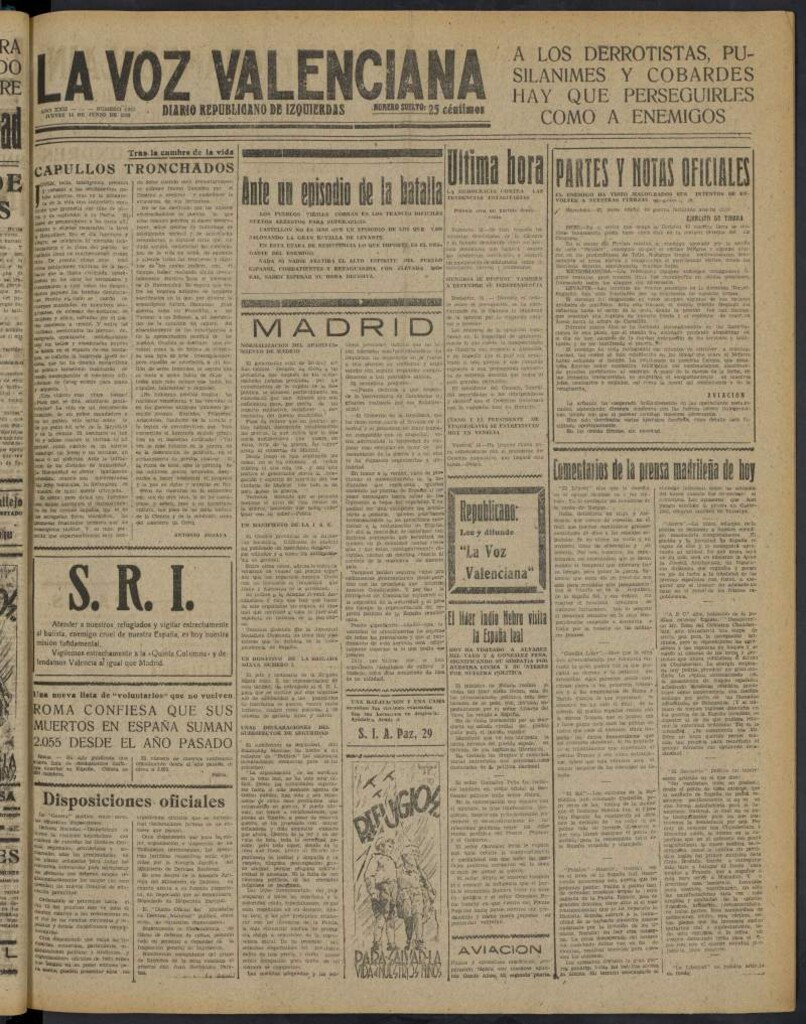Miniatura de La Voz Valenciana del 16 de junio de 1938