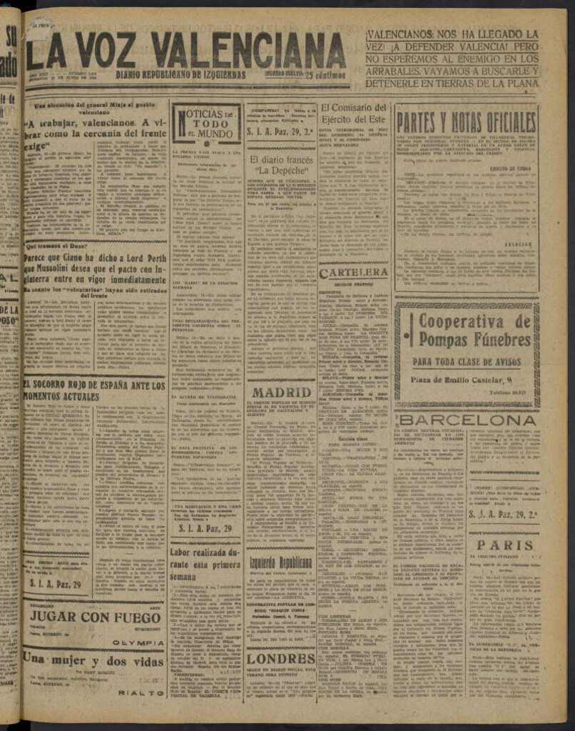Miniatura de La Voz Valenciana del 19 de junio de 1938