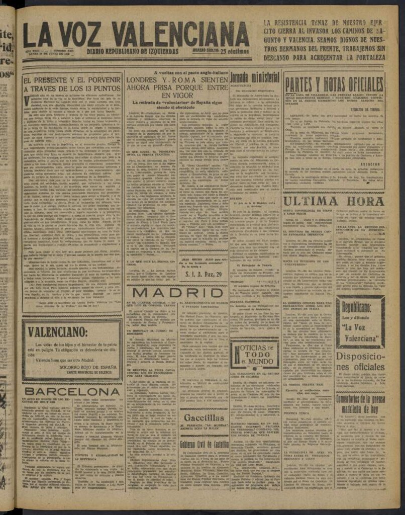 Miniatura de La Voz Valenciana del 20 de junio de 1938