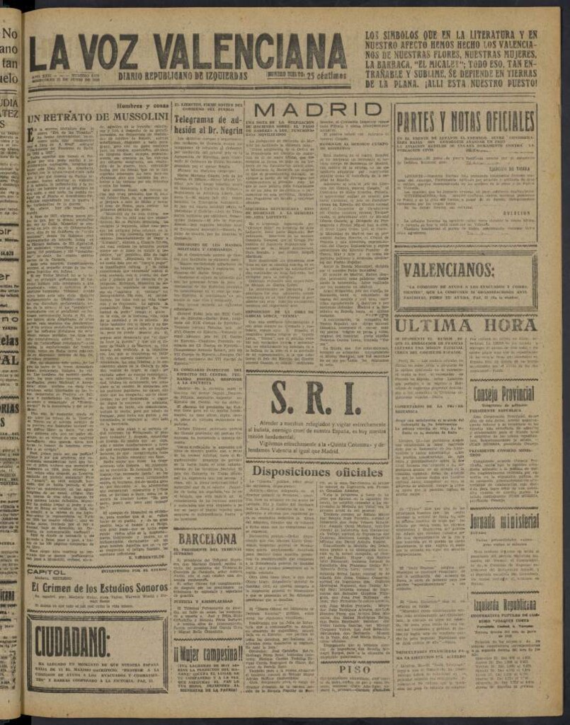 Miniatura de La Voz Valenciana del 22 de junio de 1938