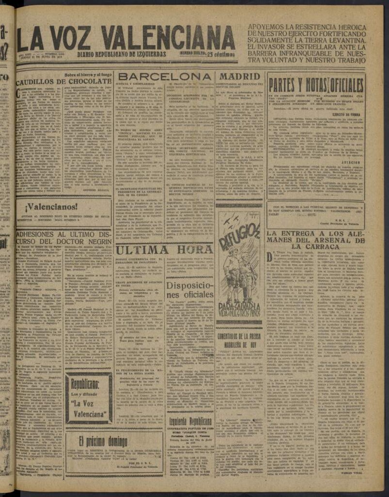 Miniatura de La Voz Valenciana del 23 de junio de 1938