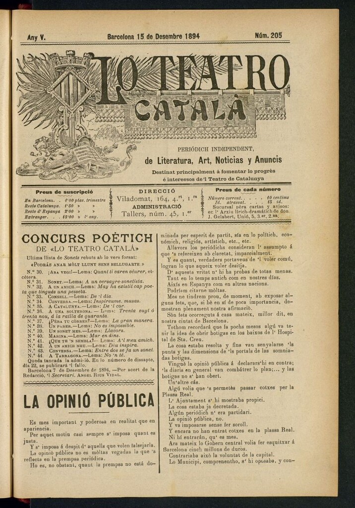 Miniatura de Lo Teatro Catalá del 15 de decembre de 1894
