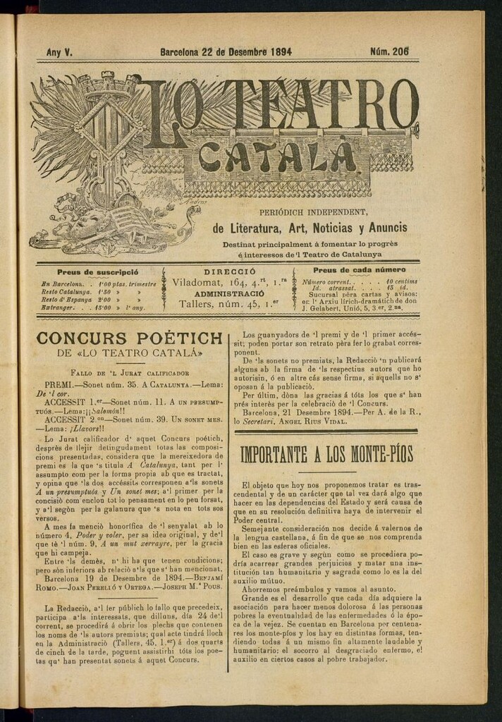 Miniatura de Lo Teatro Catalá del 22 de decembre de 1894