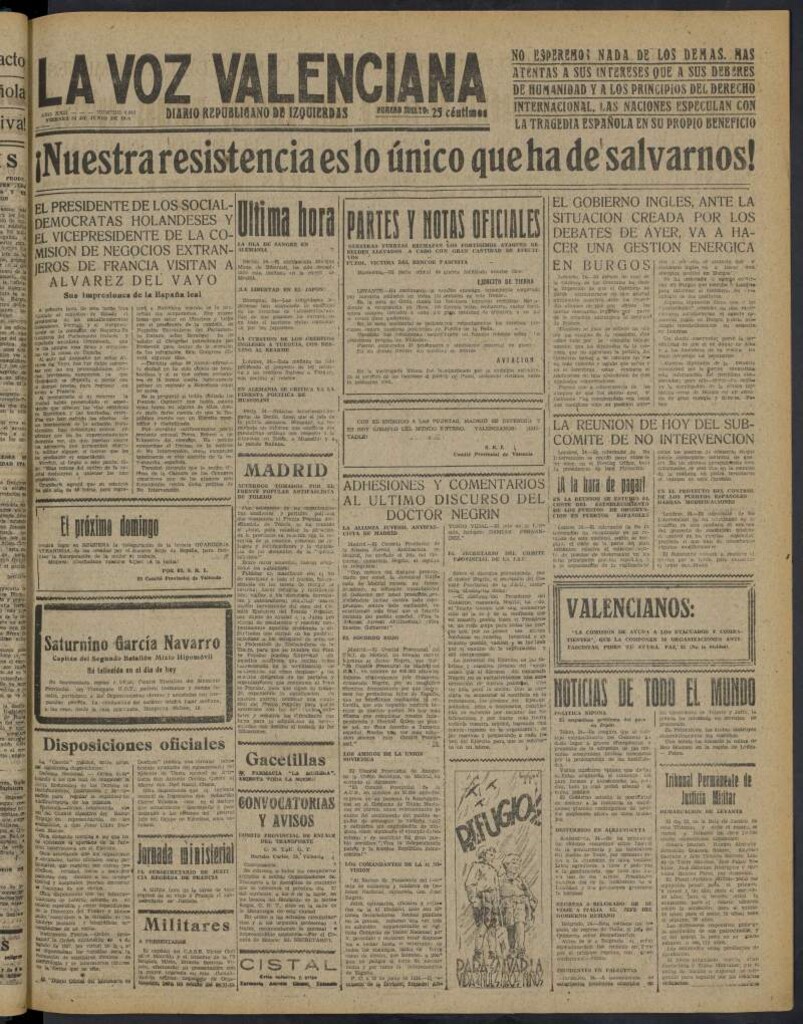 Miniatura de La Voz Valenciana del 24 de junio de 1938