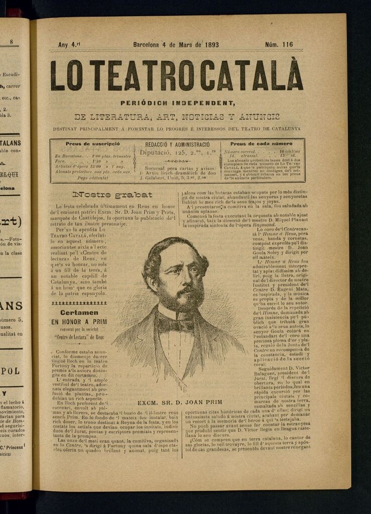 Miniatura de Lo Teatro Catalá  del 4 de mars de 1893