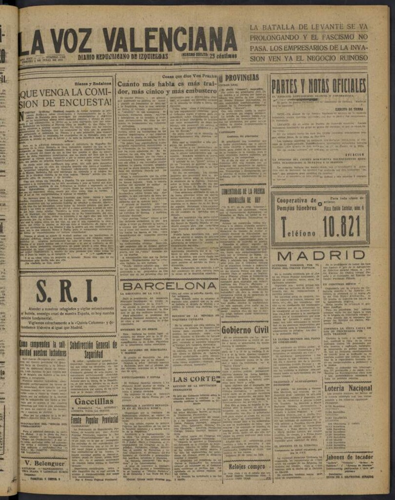 Miniatura de La Voz Valenciana del 1 de julio de 1938