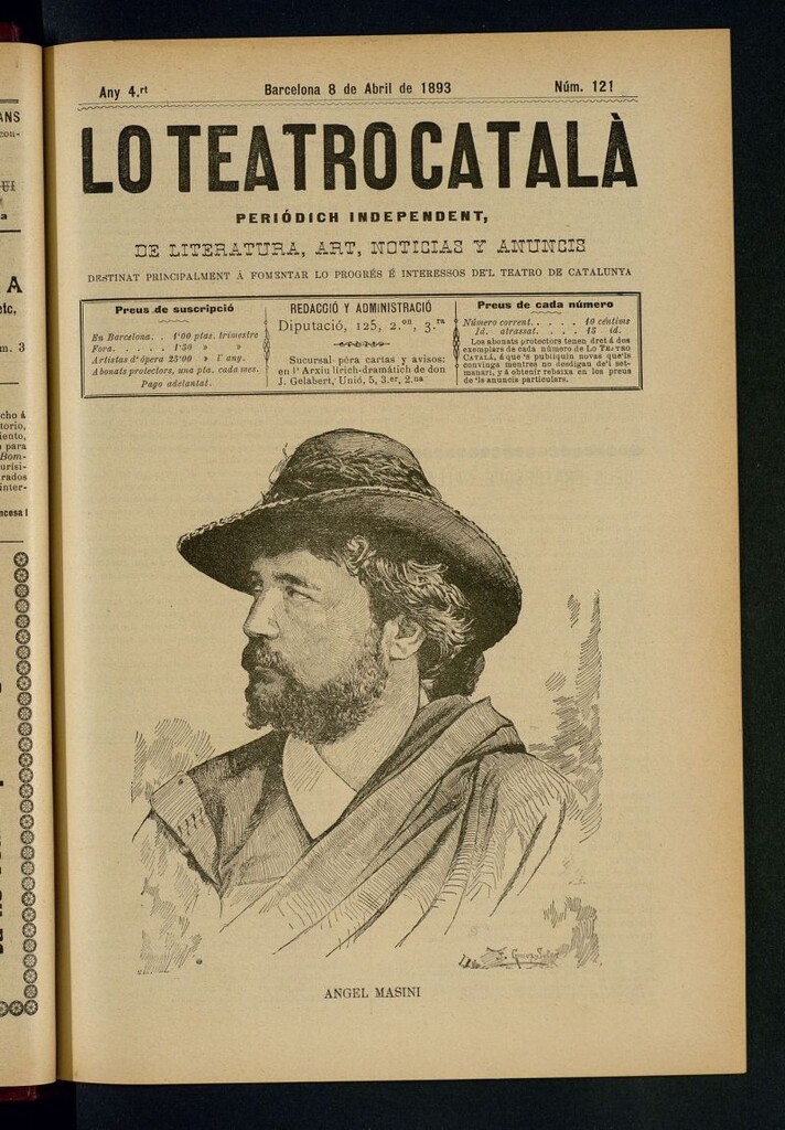 Miniatura de Lo Teatro Catalá  del 8 de abril de 1893