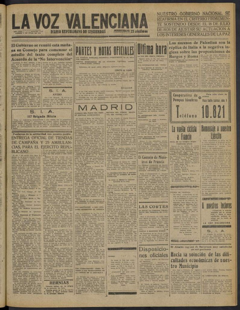 Miniatura de La Voz Valenciana del 9 de julio de 1938