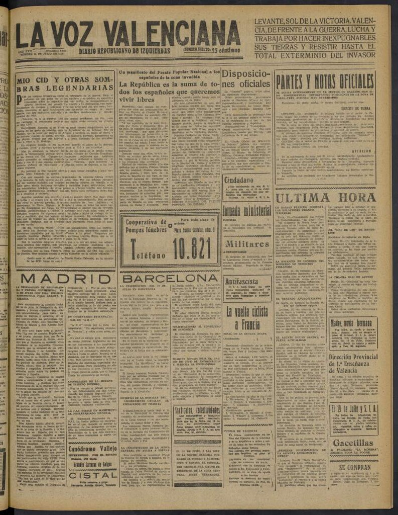Miniatura de La Voz Valenciana del 15 de julio de 1938