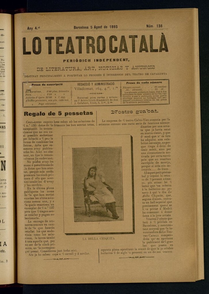 Miniatura de Lo Teatro Catalá  del 5 de agost de 1893