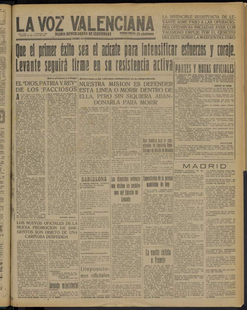 Miniatura de La Voz Valenciana del 26 de julio de 1938