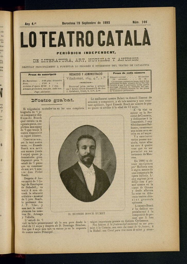 Miniatura de Lo Teatro Catalá  del 19 de septembre de 1893