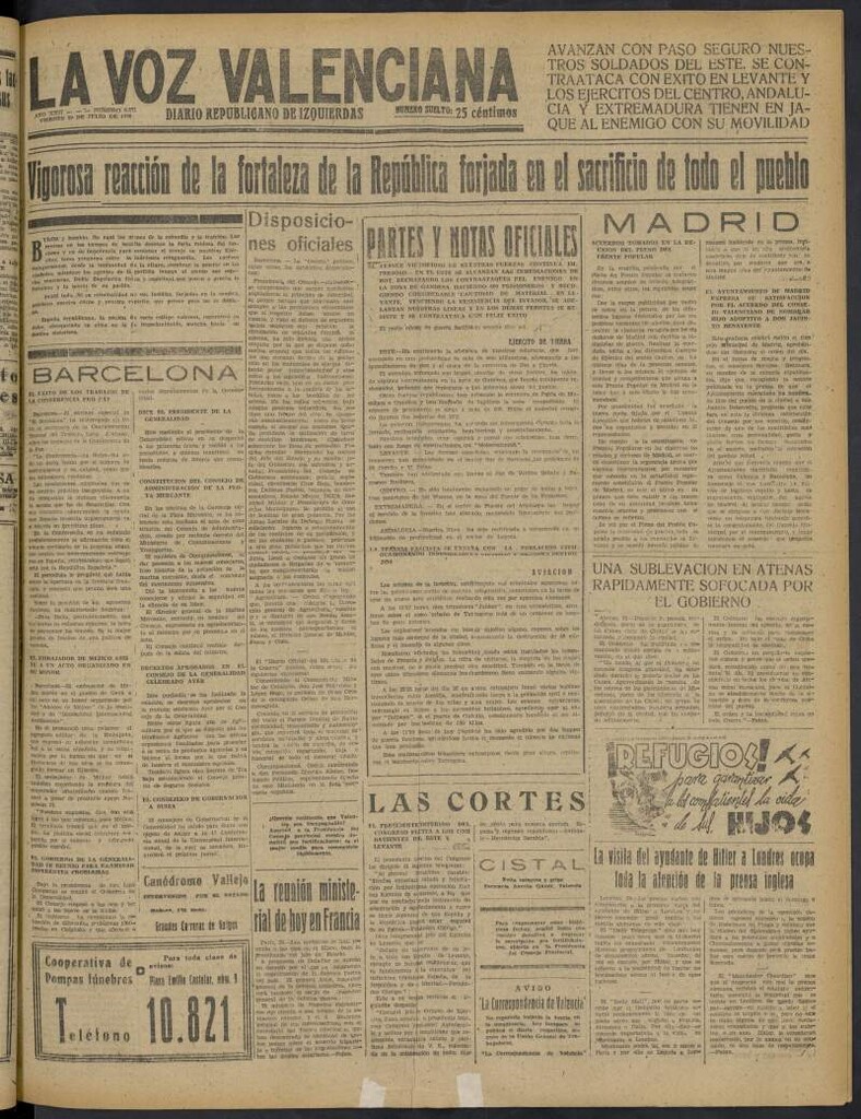Miniatura de La Voz Valenciana del 29 de julio de 1938