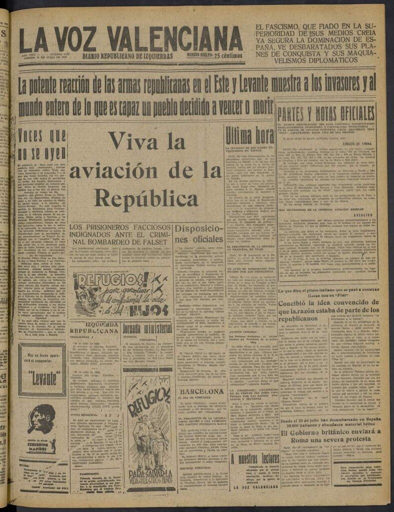 Miniatura de La Voz Valenciana del 30 de julio de 1938