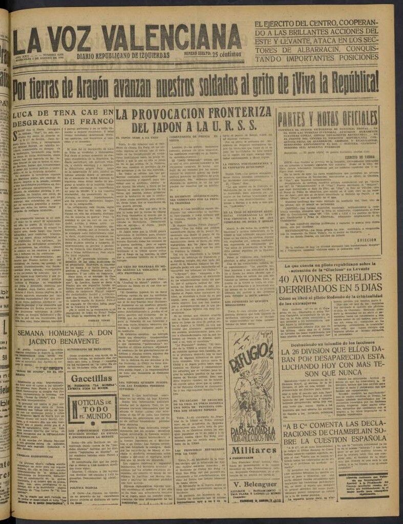 Miniatura de La Voz Valenciana del 3 de agosto de 1938