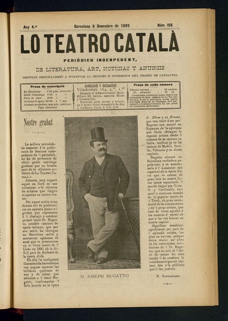 Miniatura de Lo Teatro Catalá  del 9 de desembre de 1893