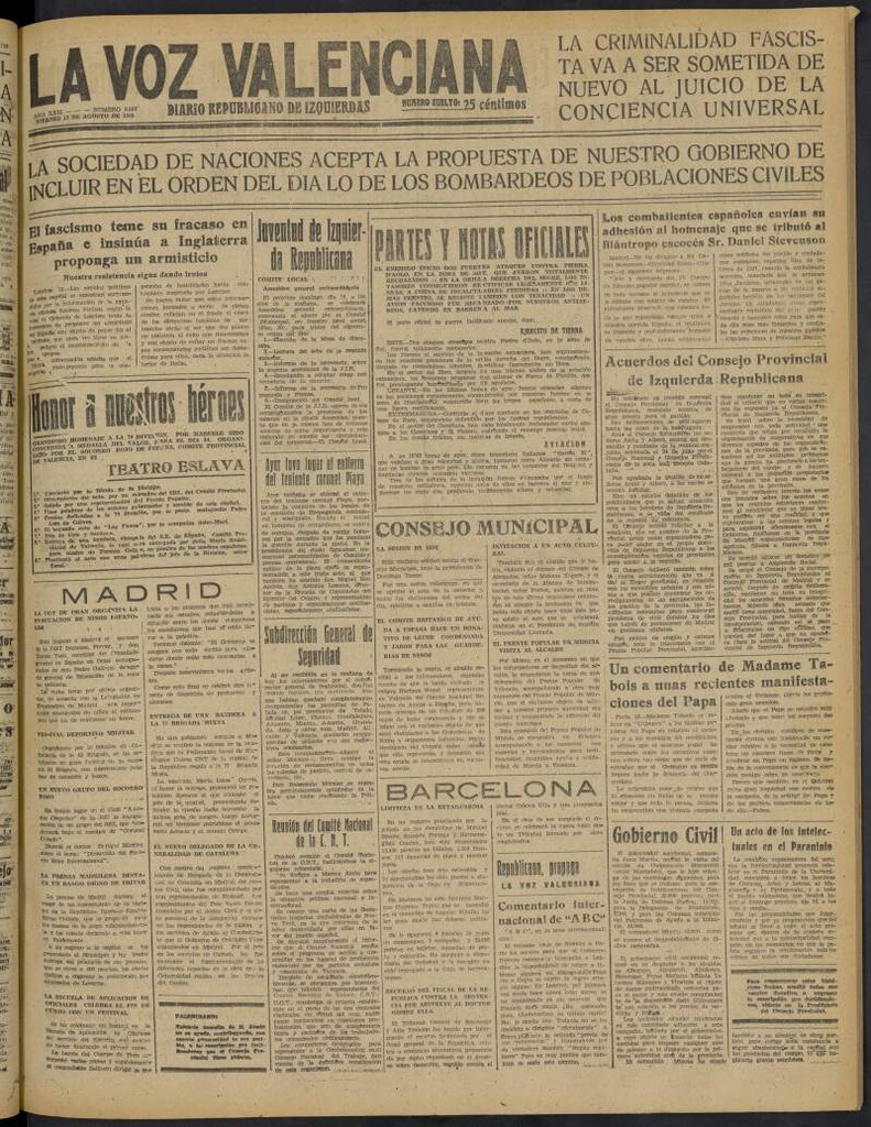 Miniatura de La Voz Valenciana del 12 de agosto de 1938