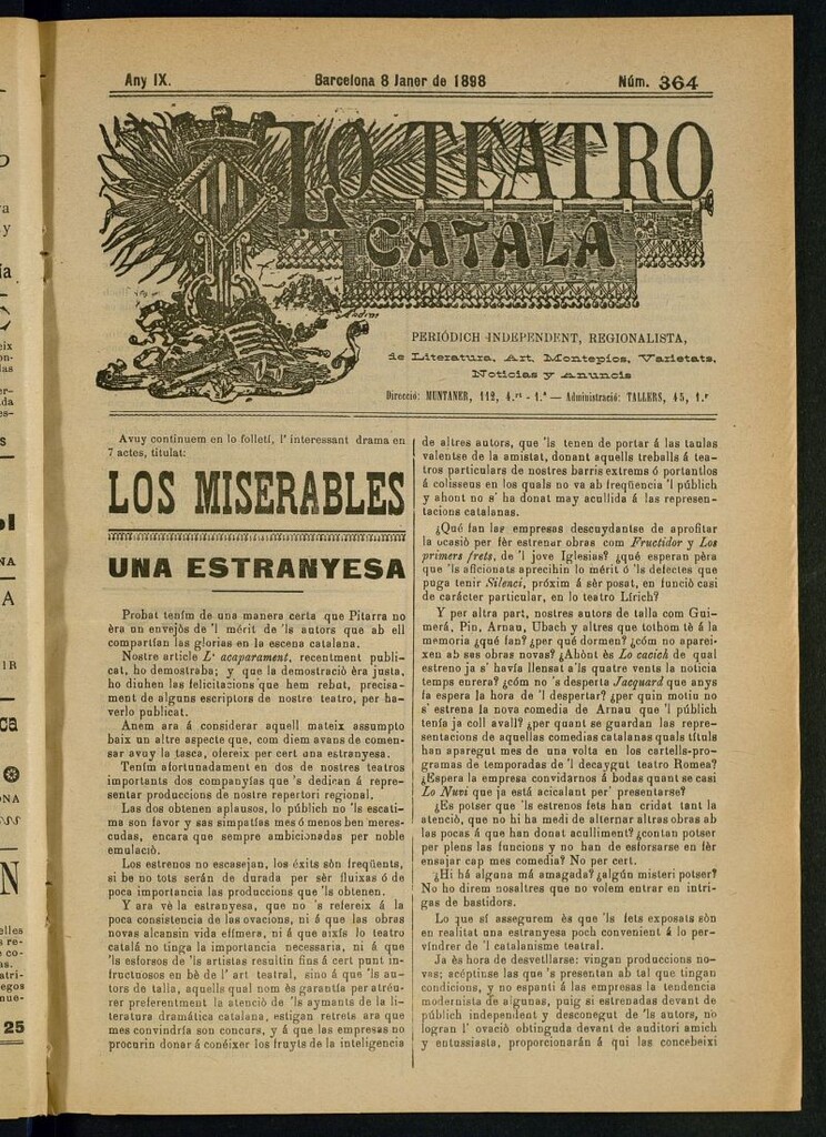 Miniatura de Lo Teatro Catalá del 8 de janer de 1898