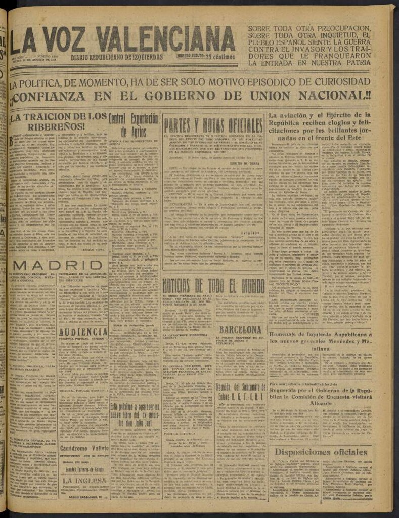 Miniatura de La Voz Valenciana del 18 de agosto de 1938