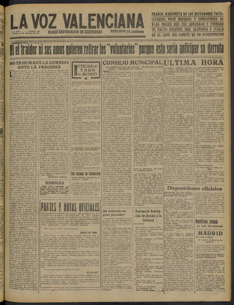 Miniatura de La Voz Valenciana del 22 de agosto de 1938