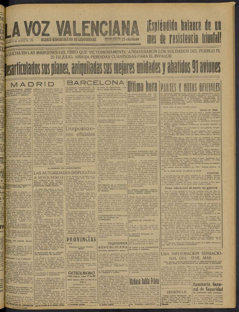 Miniatura de La Voz Valenciana del 27 de agosto de 1938