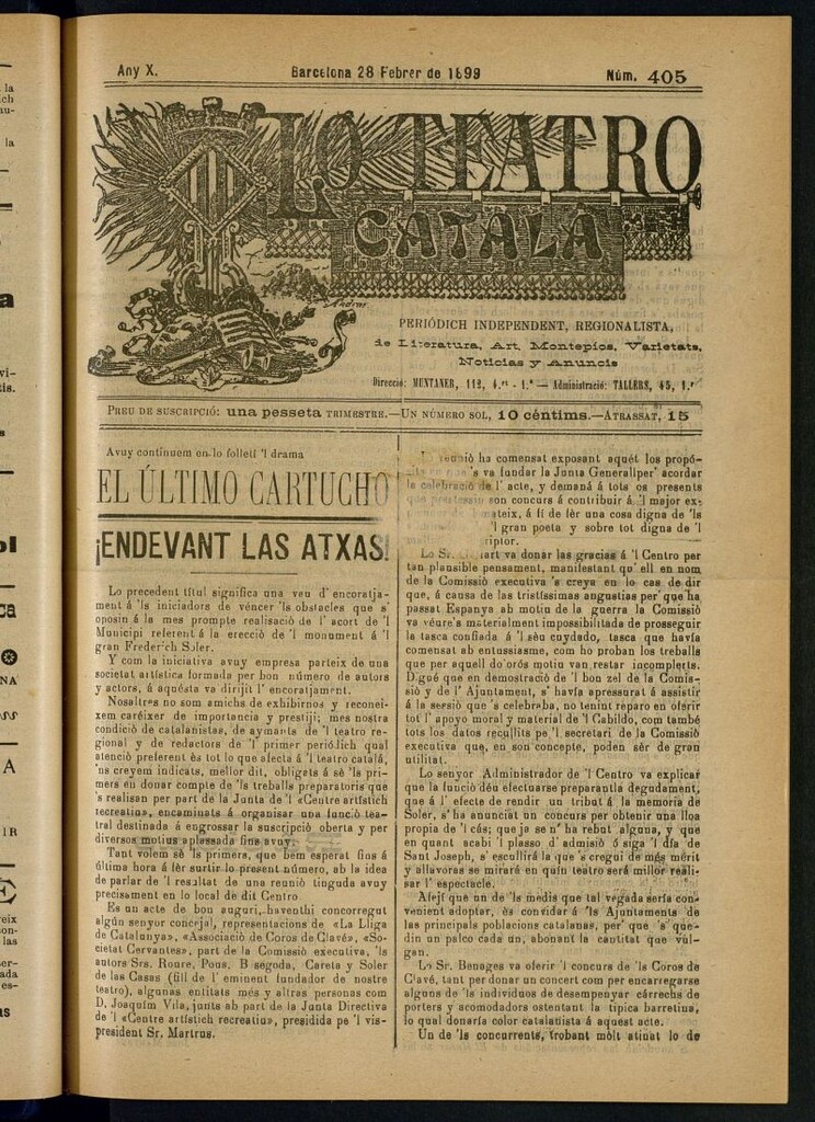 Miniatura de Lo Teatro Catalá del 28 de febrer de 1899