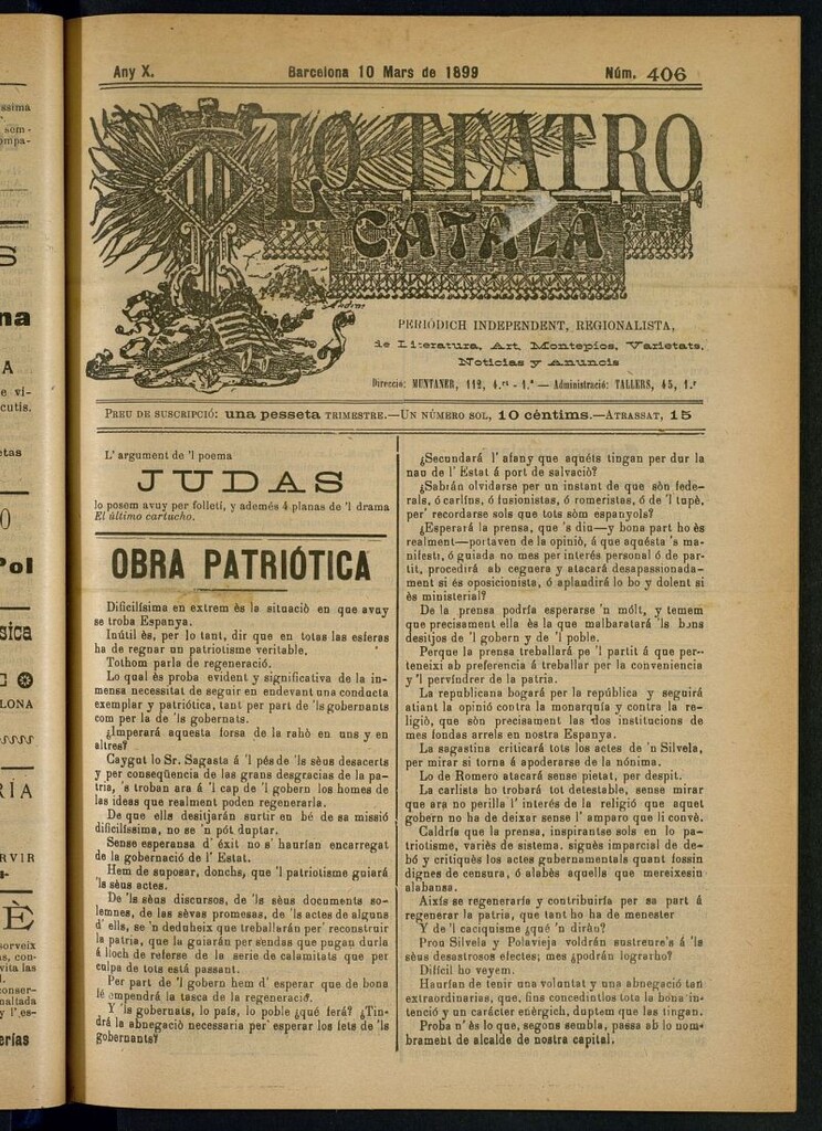 Miniatura de Lo Teatro Catalá del 10 de mars de 1899