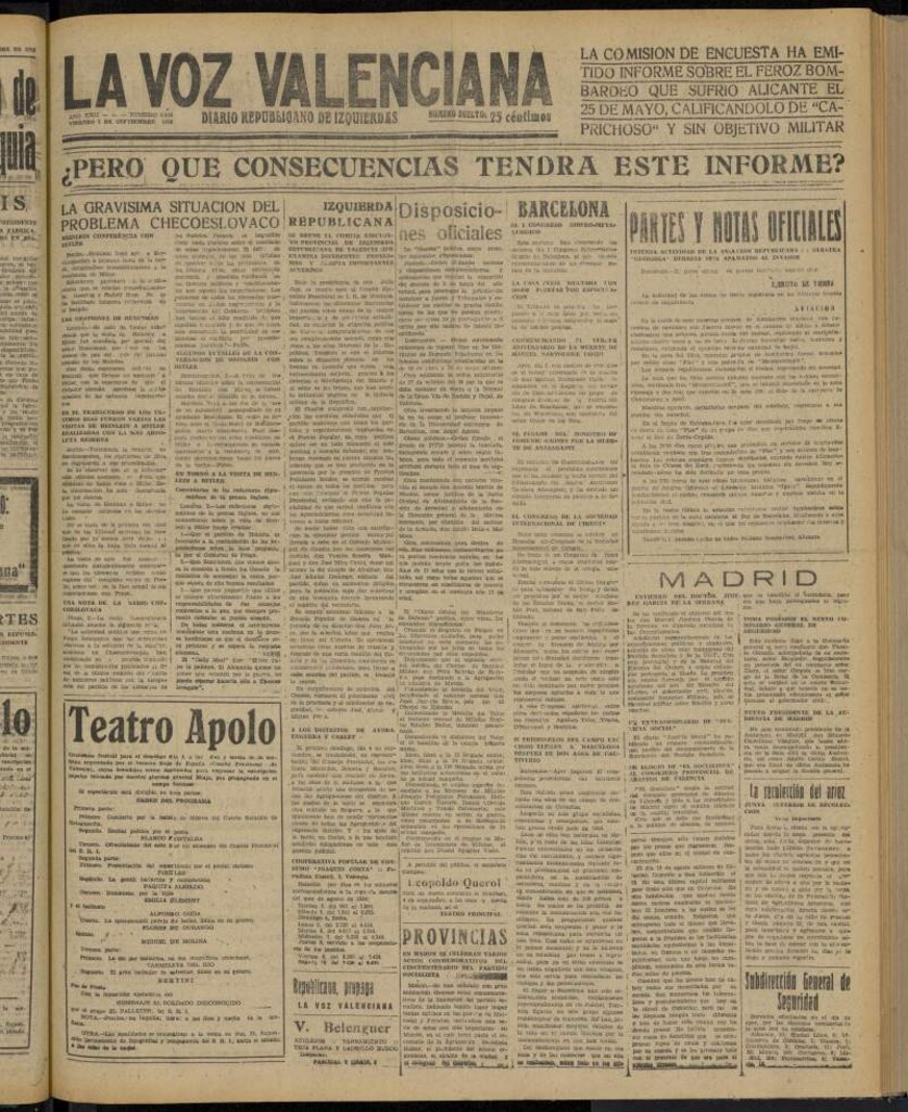 Miniatura de La Voz Valenciana del 2 de septiembre de 1938