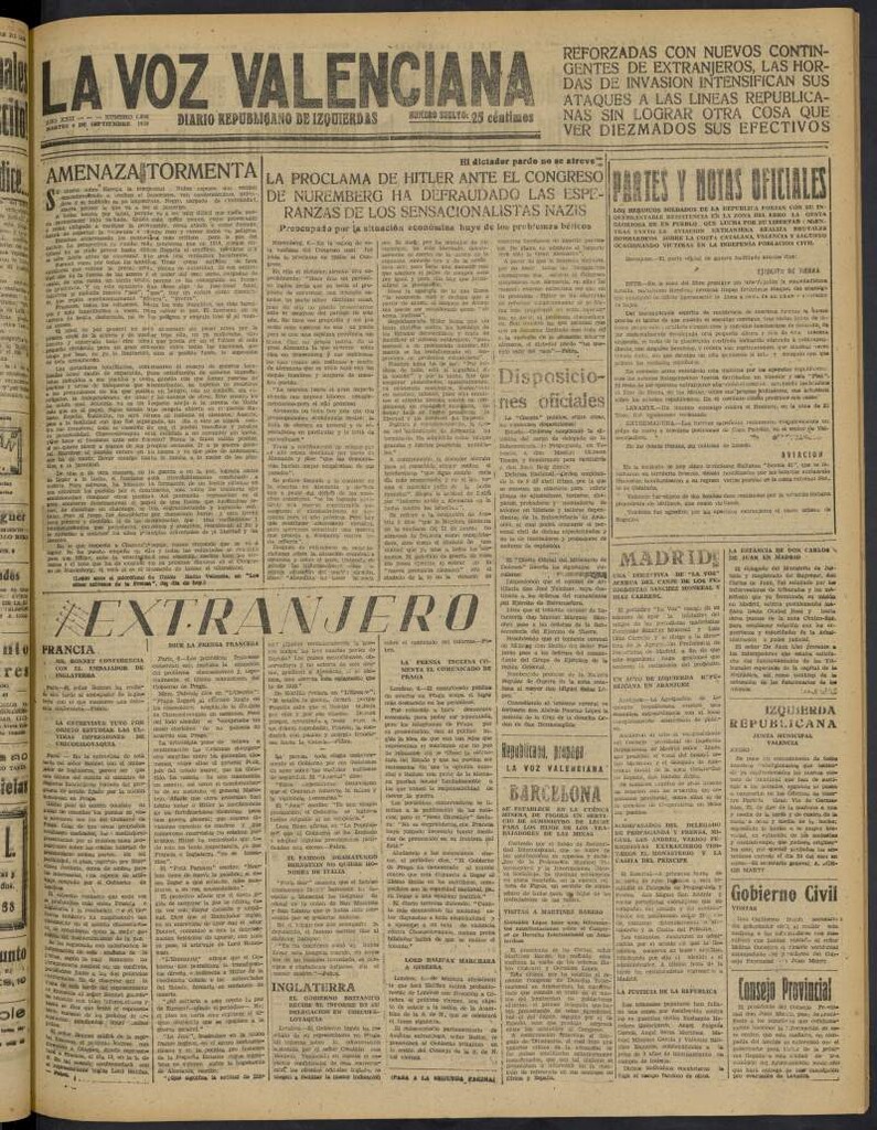 Miniatura de La Voz Valenciana del 6 de septiembre de 1938