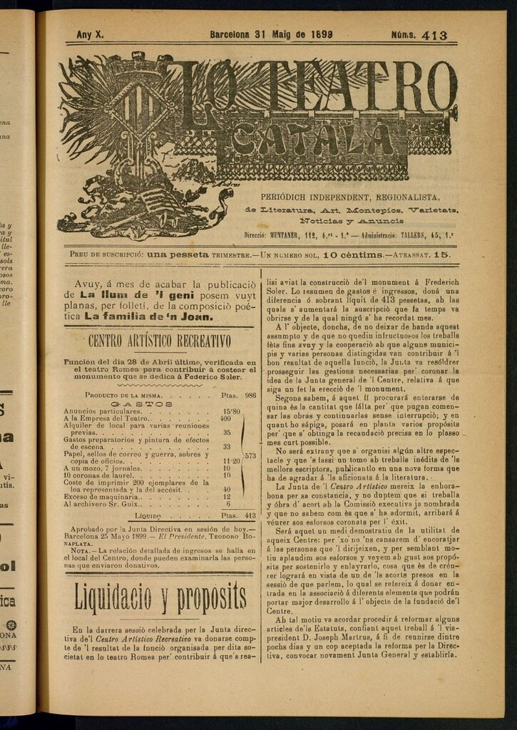 Miniatura de Lo Teatro Catalá del 31 de maig de 1899