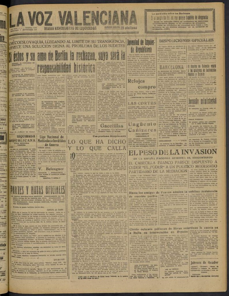 Miniatura de La Voz Valenciana del 7 de septiembre de 1938